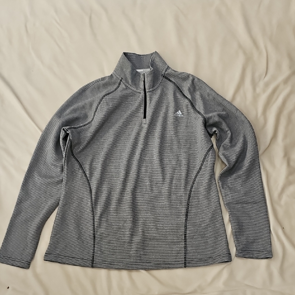 Adidas Heathered Gray Quarter-Zip Top